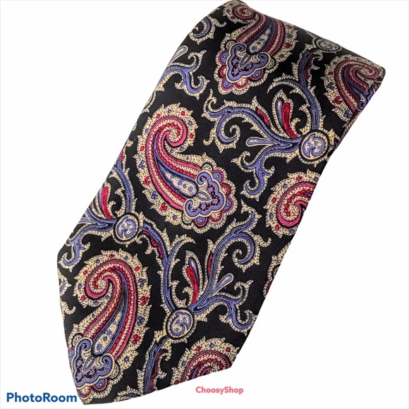 Pink Purple Silk Paisley Tie with Gray & Black - Picture 1 of 13